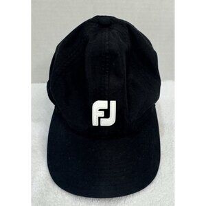 Footjoy Dryjoys Golf Hat Cap Adjustable Strapback FootJoy Embossed Logo Black